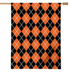 Orange And Black Argyle Print House Flag
