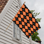 Orange And Black Argyle Print House Flag