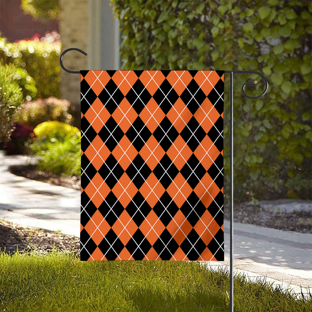Orange And Black Argyle Print House Flag