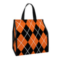Orange And Black Argyle Print Insulated Lunch Tote