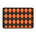 Orange And Black Argyle Print Kitchen Mat