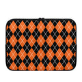 Orange And Black Argyle Print Laptop Sleeve