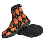 Orange And Black Argyle Print Backpack