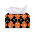 Orange And Black Argyle Print Leather Tissue Box Cover