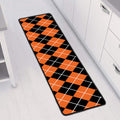 Orange And Black Argyle Print Long Kitchen Mat