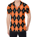 Orange And Black Argyle Print Men's Shirt