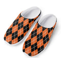 Orange And Black Argyle Print Mesh Casual Shoes