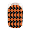 Orange And Black Argyle Print Mesh Laundry Hamper