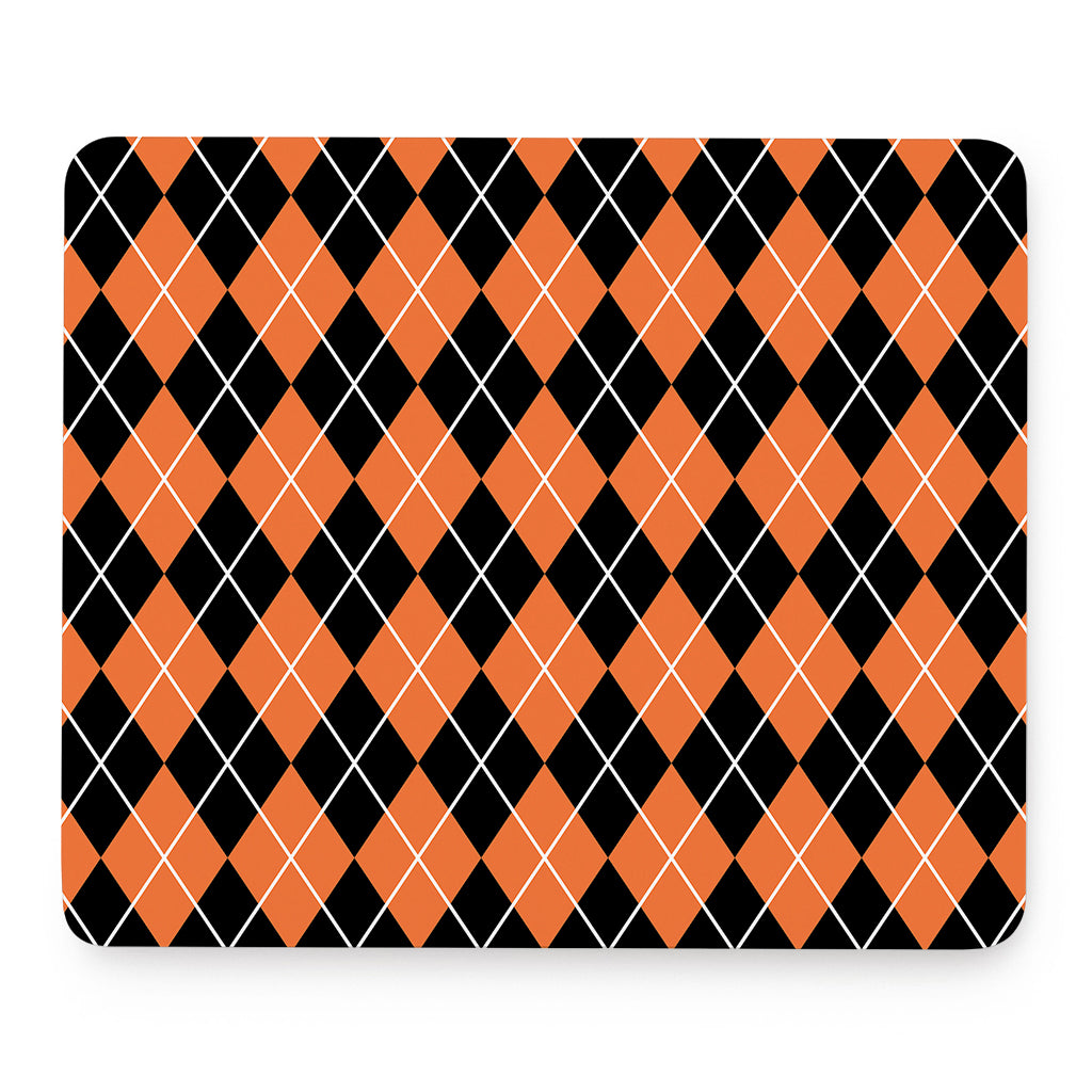 Orange And Black Argyle Print Mouse Pad