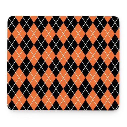 Orange And Black Argyle Print Mouse Pad