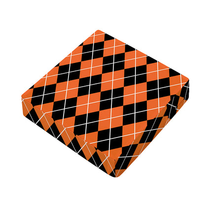 Orange And Black Argyle Print Outdoor Seat Cushion Cover