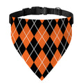 Orange And Black Argyle Print Over The Collar Dog Bandana