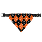 Orange And Black Argyle Print Over The Collar Dog Bandana