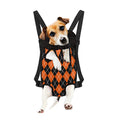 Orange And Black Argyle Print Pet Carrier Backpack