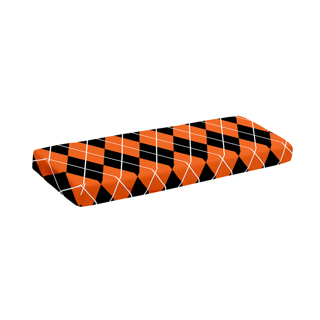 Orange And Black Argyle Print Piano Keyboard Cover