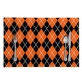 Orange And Black Argyle Print Placemat