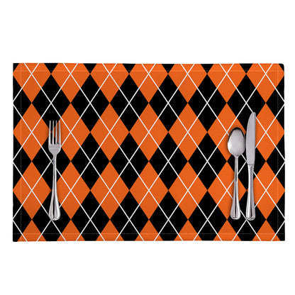 Orange And Black Argyle Print Placemat