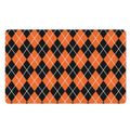 Orange And Black Argyle Print Polyester Doormat