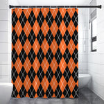 Orange And Black Argyle Print Premium Shower Curtain