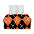 Orange And Black Argyle Print Rectangle Tissue Box Cover