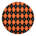 Orange And Black Argyle Print Round Blanket