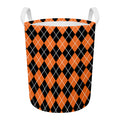 Orange And Black Argyle Print Round Laundry Basket
