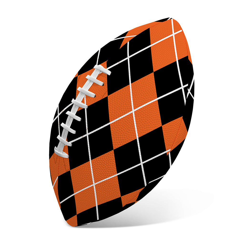 Orange And Black Argyle Print Rugby Ball