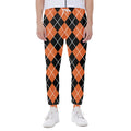 Orange And Black Argyle Print Joggers