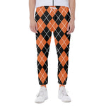 Orange And Black Argyle Print Scuba Joggers