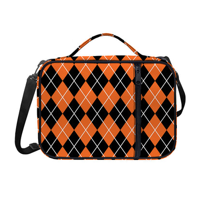 Orange And Black Argyle Print Shoulder Strap Bible Bag