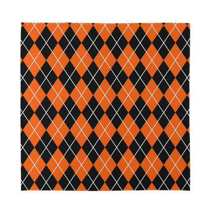 Orange And Black Argyle Print Silk Bandana