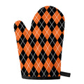 Orange And Black Argyle Print Single Oven Mitt