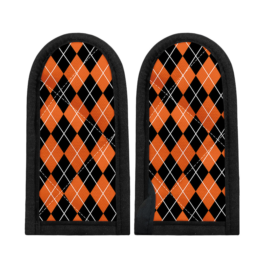 Orange And Black Argyle Print Skillet Handle Cover