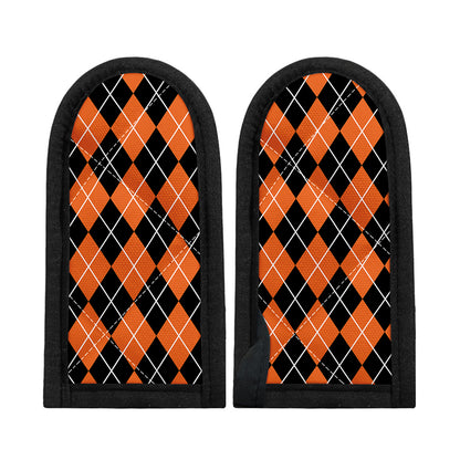 Orange And Black Argyle Print Skillet Handle Cover
