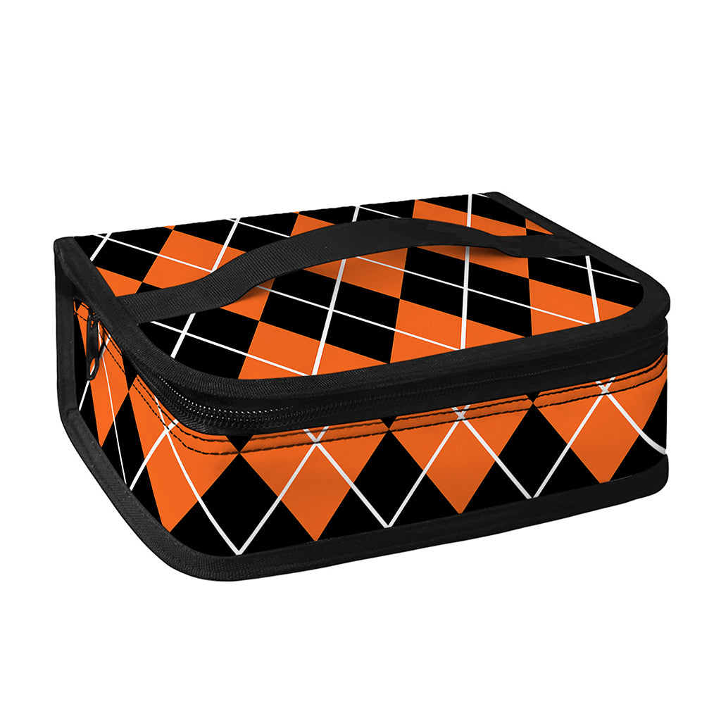 Orange And Black Argyle Print Small Lunch Bag