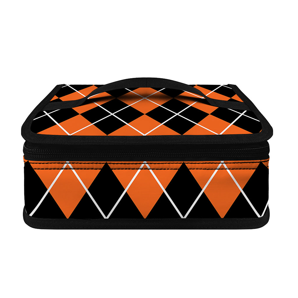 Orange And Black Argyle Print Small Lunch Bag