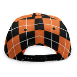 Orange And Black Argyle Print Snapback Cap