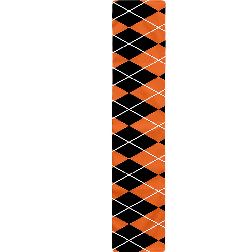 Orange And Black Argyle Print Table Runner