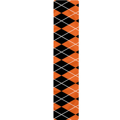 Orange And Black Argyle Print Table Runner