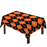 Orange And Black Argyle Print Tablecloth