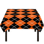 Orange And Black Argyle Print Tablecloth