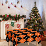 Orange And Black Argyle Print Tablecloth