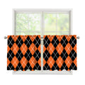 Orange And Black Argyle Print Tier Curtains