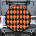 Orange And Black Argyle Print Tire Cover