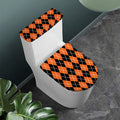 Orange And Black Argyle Print Toilet Lid And Tank Cover Set