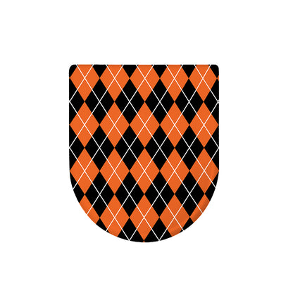 Orange And Black Argyle Print Toilet Lid Cover