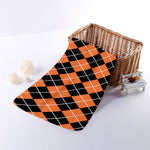 Orange And Black Argyle Print Towel