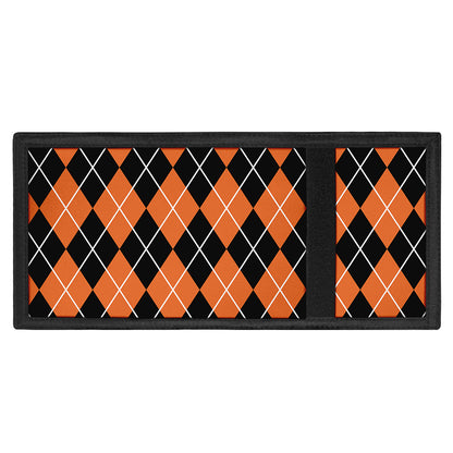 Orange And Black Argyle Print Trifold Wallet