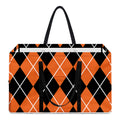 Orange And Black Argyle Print Utility Tote Bag