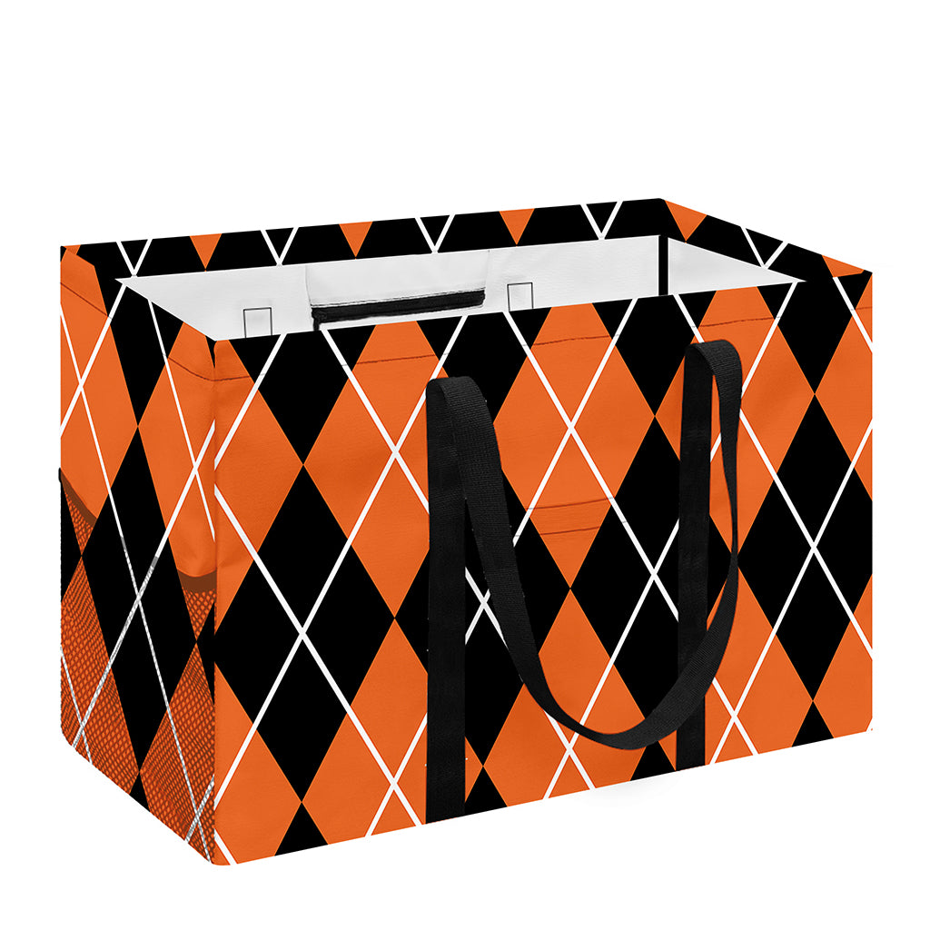 Orange And Black Argyle Print Utility Tote Bag